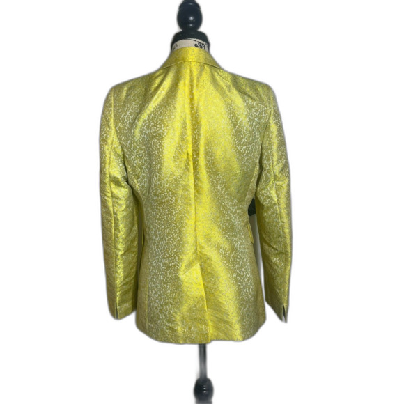 AKRIS PUNTO Yellow Jacquard One Button Blazer 10 Retail $1590 - Picture 6 of 14